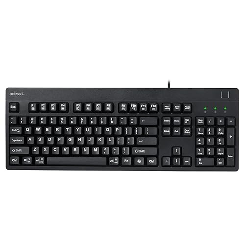 Adesso TAA Compliant Fingerprint Keyboard with AES 256 Encryption USB Wired Full Size 104 Key Layout Windows Hello Compatible Made in Taiwan for Government Business Education AKB-630FB-TAA