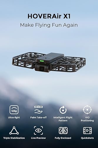 HOVERAir X1 Self-Flying Camera, Pocket-Sized Drone HDR Video Capture, Palm Takeoff, Intelligent Flight Paths, Follow-Me Mode, Foldable Action Camera with Hands-Free Control Black (Combo) Combo Black