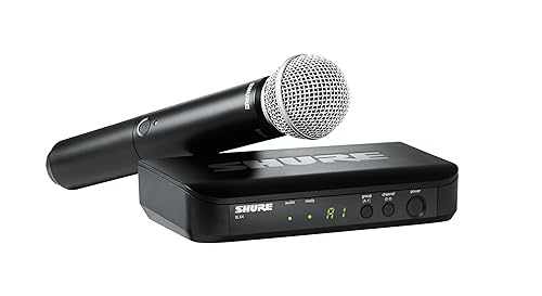 Shure BLX24/SM58 UHF Wireless Microphone System - Perfect for Church, Karaoke, Vocals - 14-Hour Battery Life, 100m Range | Includes SM58 Handheld Vocal Mic, Single Channel Receiver | H10 Band Full System H10 Band (542-572 MHz)