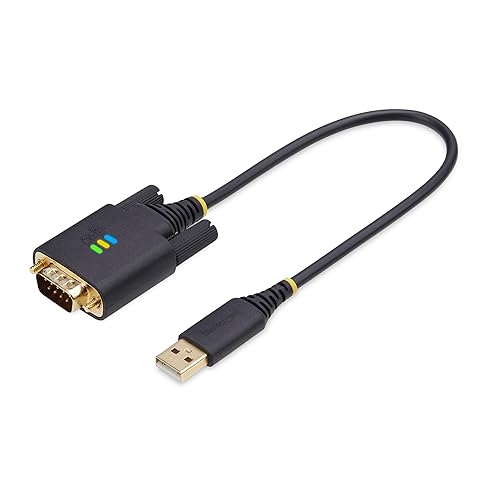 StarTech.com 1ft/30cm USB to Serial Adapter Cable, COM Retention, FTDI, USB-A to DB9 RS232, Interchangeable DB9 Nuts/Screws