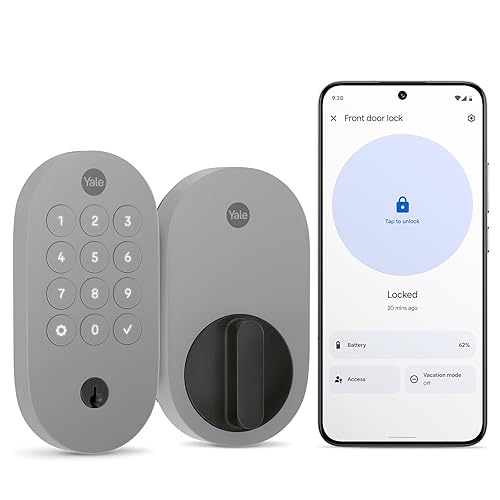 Yale Ash Keyed Deadbolt Smart Lock with Google Matter, YRD510-MT1-ASH