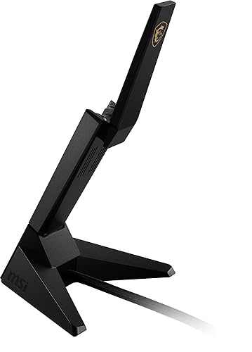 MSI Gaming AXE5400 WiFi USB Adapter - WLAN up to 5400 Mbps (6GHz, 5GHz, 2.4GHz Wireless), USB 3.2 Gen 1, MU-MIMO, 2X High-Gain Tri-Band Antennas, Beamforming, WPA3 - Cradle Included