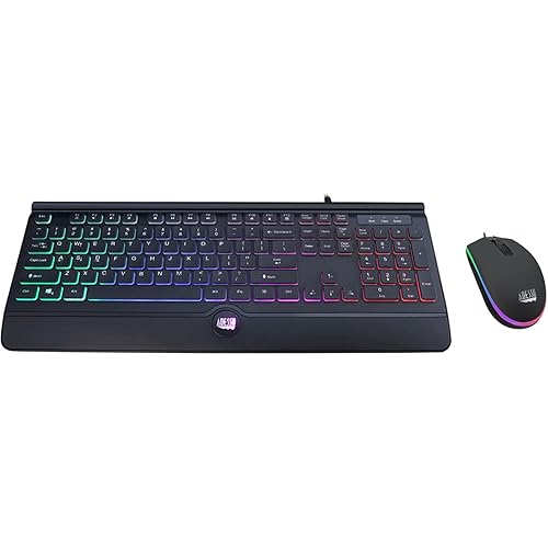 Adesso Backlit Gaming Keyboard and Mouse Combo, USB, Black