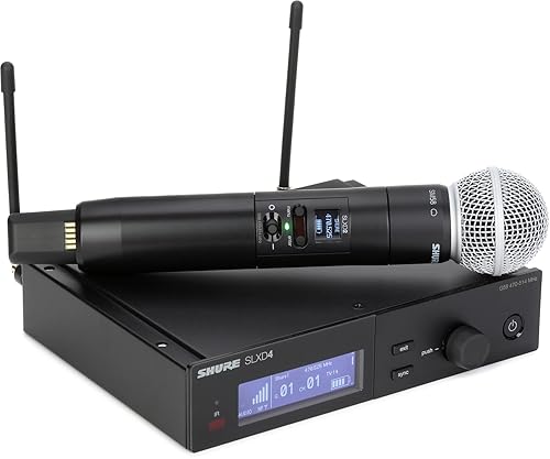 Shure SLXD24/SM58 Digital Wireless Microphone System - Includes SLXD2 Handheld Transmitter with SM58 Vocal Mic Capsule and SLXD4 Single Channel Rack Mount Receiver | G58 Band (SLXD24/SM58-G58) G58 Band (470-514 MHz) G58 Band (470-514 MHz)