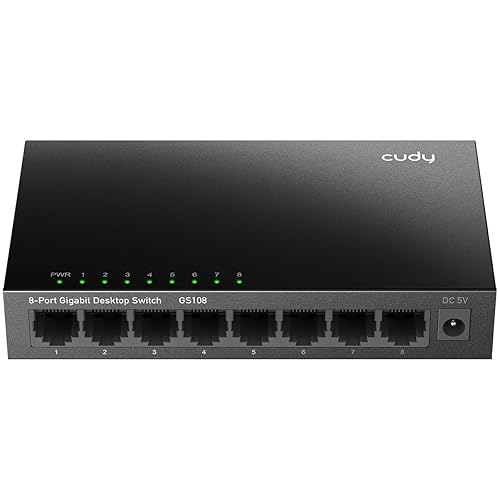 Cudy GS108 8-Port Gigabit Ethernet Unmanaged Switch - Desktop, Fanless, Plug and Play, for Home and Office, Metal case