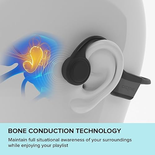 Creative Outlier Free Mini Wireless Bone Conduction Headphones with Bluetooth 5.3, IPX5 Sweat and Water Splash Resistance, Multipoint Connectivity, Up to 6 Hours of Battery Life, Built-in Mic