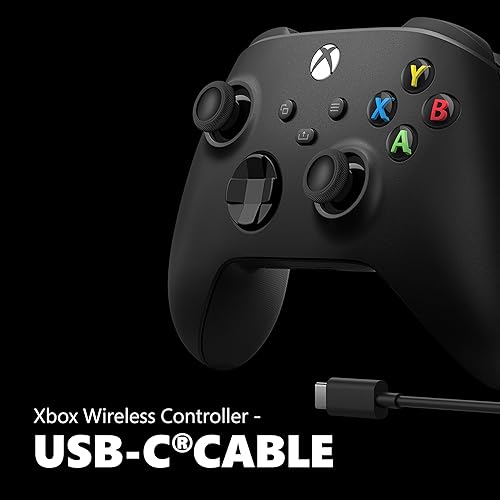 Xbox Core Wireless Gaming Controller + USB-C Cable – Carbon Black – Series X|S, One, Windows PC, Android, and iOS - Controller + USB C Cable Edition