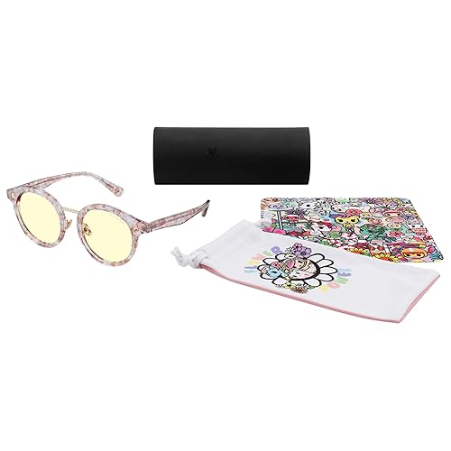 GUNNAR tokidoki Blue Light Blocking Glasses, Gaming And Computer Glasses Flower Power Pretty in Pink
