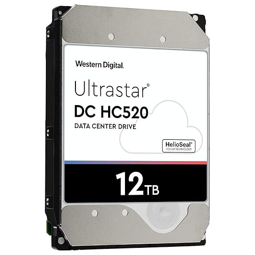 Western Digital HUH721212ALE604 12TB Ultrastar DC HC520 SATA HDD - 7200 RPM Class, SATA 6 Gb/s, 256MB Cache, 3.5 12TB HDD