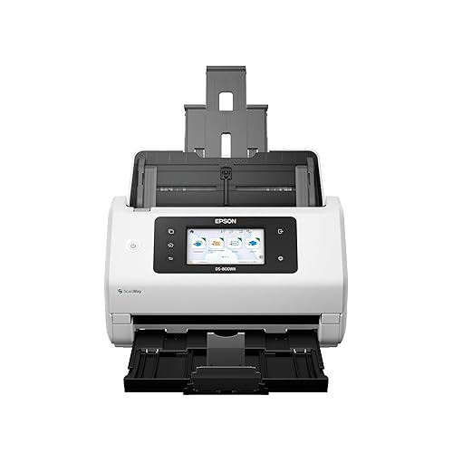 Epson DS-800WN EdgeLink Wireless Network Color Document Scanner with Duplex Scanning, PC-Free Scanning, 100-page Auto Document Feeder (ADF) and 4.3 Color Touchscreen
