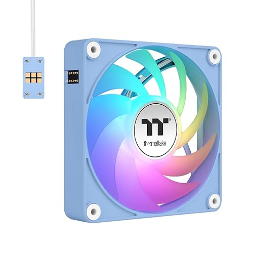 Thermaltake CT120 EX ARGB PC Cooling Fan Hydrangea Blue 3-Fan Pack, Magnetic Connection, 5V Motherboard Sync, 16.8 Million Colors 9 Addressable LEDs, 120 mm Case/Radiator Fan, CL-F196-PL12BU-A