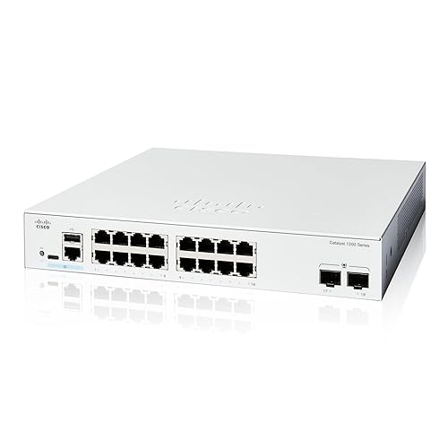Cisco Catalyst 1200-16T-2G Smart Switch, 16 Port GE, 2x1GE SFP, Limited Lifetime Protection (C1200-16T-2G)
