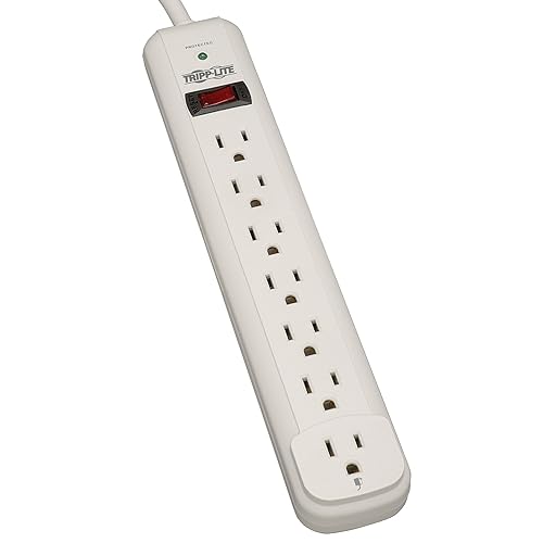Tripp Lite Protect It! Surge Protector, 7 AC Outlets, 6 Ft Cord, 1, 080 J, Light Gray