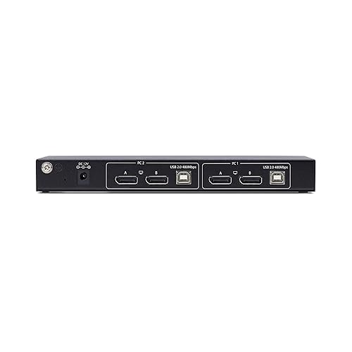 StarTech.com 2-Port Dual-Monitor DisplayPort KVM Switch with Dual View Video Matrix, 4K 60Hz, 4X USB Hub Ports, TAA Compliant