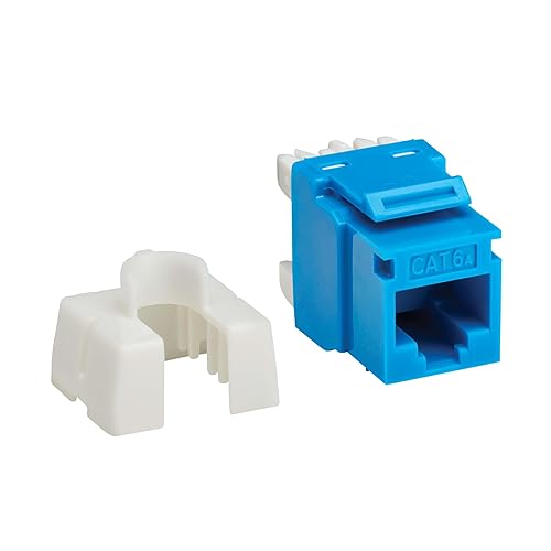 Eaton Tripp Lite Series Cat6 Keystone Jack with Type 4 PoE++ Compliance (4PPoE), 25 Pack, Blue, RJ45 Ethernet, Krone/110 Punchdown, TAA Compliant, Lifetime Manufactuer's Warranty (N238-025-BL-6A) 25 Pack Blue