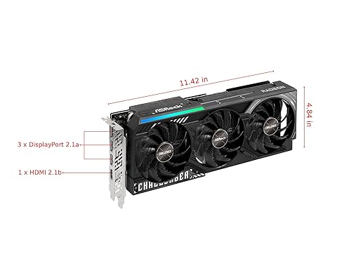 ASRock Radeon RX 9070 XT Challenger 16GB OC Graphics Card - AMD RDNA 4 Architecture, 2970 MHz Boost Clock, 16GB GDDR6, PCIe 5.0, DisplayPort 2.1a, HDMI 2.1b, Triple Fan Cooling 800W