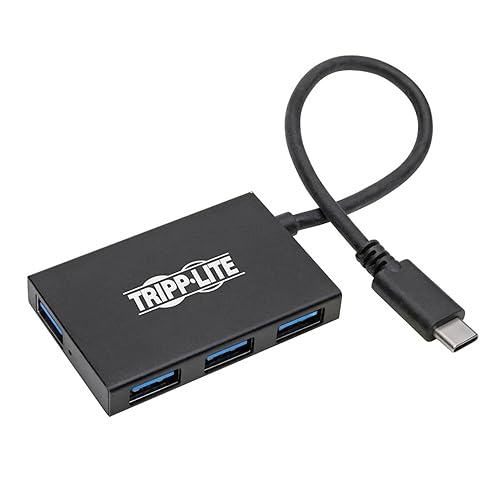 TRIPP LITE USB C Hub 4-Port USB-A USB 3.1 Gen 2 10 Gbps Portable Aluminum (U460-004-4A-G2), Black