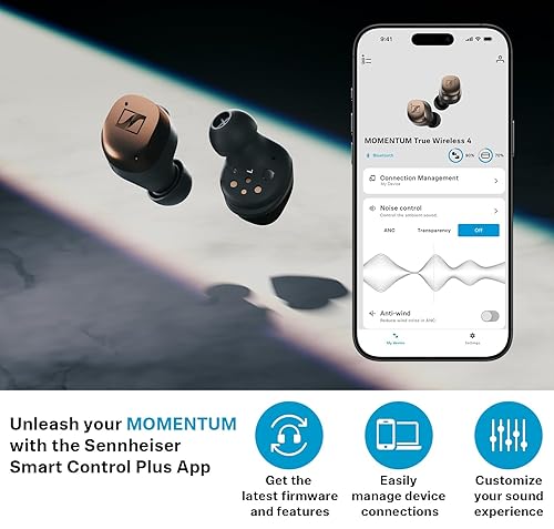 Sennheiser Momentum True Wireless 4 Smart Earbuds with Bluetooth 5.4, Crystal-Clear Sound, Comfortable Design, 30-Hour Battery Life, Adaptive ANC, LE Audio and Auracast - Black Copper