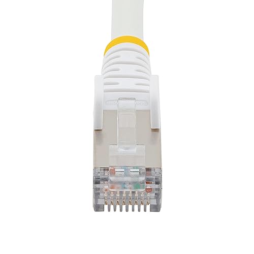 StarTech.com 6in CAT6a Ethernet Cable - Low Smoke Zero Halogen (LSZH) - 10 Gigabit 500MHz 100W PoE RJ45 S/FTP White Network Patch Cord Snagless w/Strain Relief (NLWH-6IN-CAT6A-PATCH)
