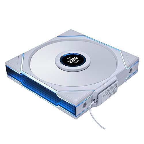 Lian Li UNI Fan TL - LCD Wireless 140 - Single Pack (Reverse Blade) - 2.4 GHz Wireless Signal ARGB Fan & Dual-Zone Lighting Control - 140mm - Controller NOT Included & Required -White (14RTLLCD1W1W) LCD 1 x 140mm Reverse White