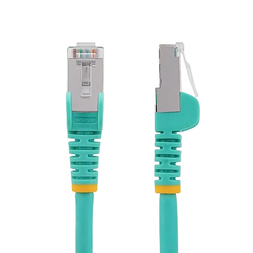 StarTech.com 6in CAT6a Ethernet Cable - Low Smoke Zero Halogen (LSZH) - 10 Gigabit 500MHz 100W PoE RJ45 S/FTP Aqua Network Patch Cord Snagless w/Strain Relief (NLAQ-6IN-CAT6A-PATCH)