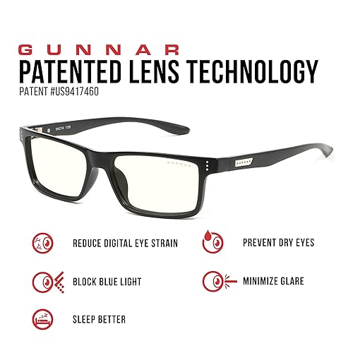 Gunnar - Premium Gaming and Computer Glasses - Blocks 35-98% Blue Light - Vertex Clear Clear Lens