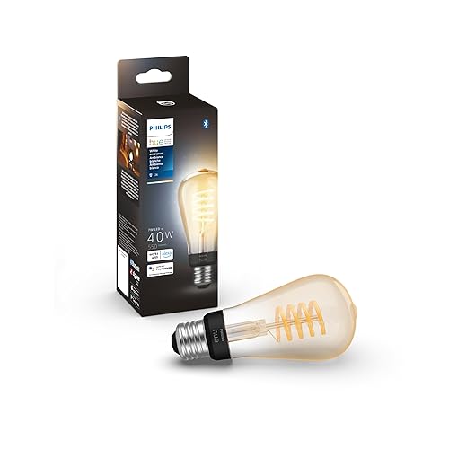 Philips Hue White Ambiance 7W Equivalent 40W Filament ST19 Base E26 LED Smart Bulb, Warm-to-Cool White Light, Bluetooth & Zigbee Compatible, Voice Activated with Alexa & Google Assistant