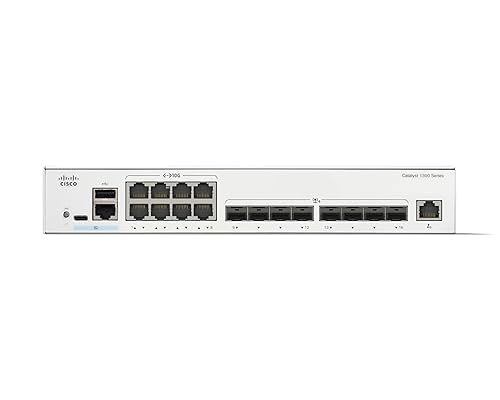 Cisco Catalyst 1300-16XTS Managed Switch, 8 Port 10G Copper, 8x10GE SFP+, Limited Lifetime Protection (C1300-16XTS)