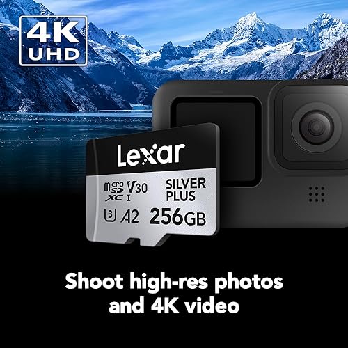 Lexar 256GB Professional Silver Plus microSDXC Memory Card, UHS-I, C10, U3, V30, Full-HD & 4K Video, Up to 205/150 MB/s Read/Write, for Videographers, Gamers (LMSSIPL256G-BNANU)
