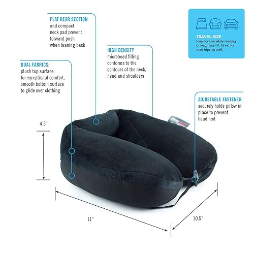 ObusForme Microbead Travel Neck Pillow|Adjustable|for Neck, Head and Shoulder Support