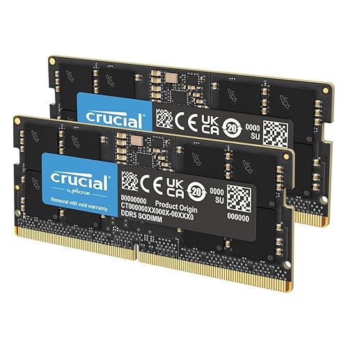 Crucial 128GB Kit (2X64GB) DDR5 RAM 5600MHz (or 5200MHz or 4800MHz) Laptop Memory Kit, SODIMM 262-Pin, Compatible with Latest Intel Core Ultra and AMD Ryzen 8000 & Above – CT2K64G56C46S5