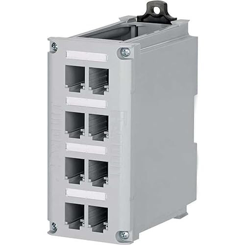 Panduit CDPP8RG-S Mini-Com 8-Port DIN Rail Shielded Patch Panel Light Gray (Pack of 1)