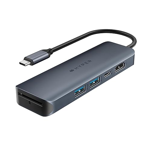 HyperDrive Next 6 Port USB-C Hub, Portable Travel Essentials and Connectivity Solution for Creators, Video Editors, Photographers, and More