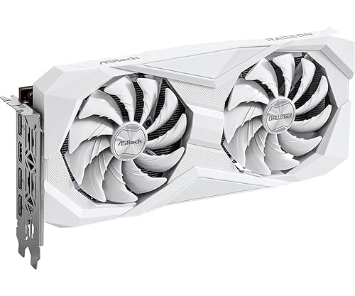 ASRock AMD Radeon RX 6600 Challenger White 8GB GDDR6 Graphics Card 0dB Silent Cooling 128-bit 7680 x 4320 DisplayPort HDMI 14 Gbps Dual Fan 7nm