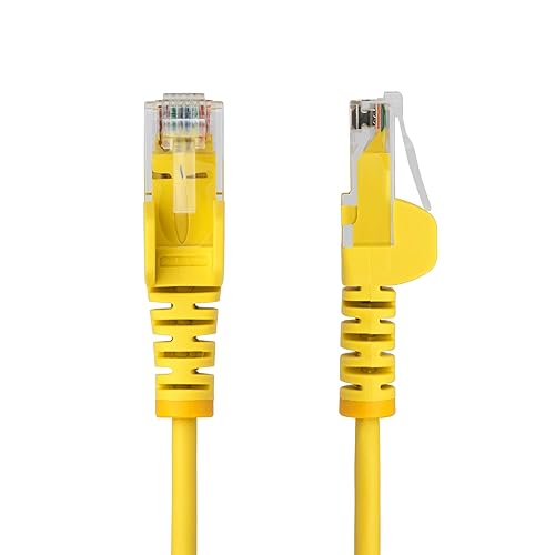 StarTech.com 2ft Yellow Slim CAT6 Ethernet Cable, Snagless RJ45, LSZH, 28AWG Pure Bare Copper, Slim Network Patch Cable/Cord