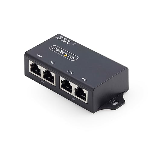 StarTech.com 2-Port PoE+ Injector, 10/100/1000Mbps, PoE/PoE+ (802.3af/at), 4X 10/100/1000BASE-T RJ45, 30W, Wall Mountable