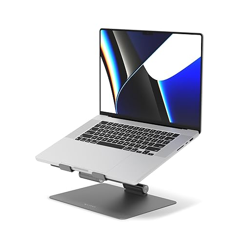 Hyperspace Adjustable Laptop Stand — Sleek, Foldable, Portable Aluminum Laptop Stand for 16” Devices — Height Adjustable to 22”, Optimal Cooling, Non-Slip Grips