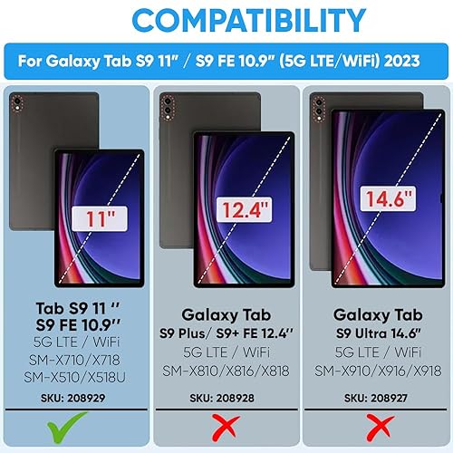 AMZER TUFFEN Multilayer Case with 360 Degree Rotating Kickstand with Shoulder Strap, Hand Grip for Samsung Galaxy Tab S7/S8/S9 5G 11/S9 FE 5G 10.9/S10 11 X710/X716B/X510/X516B