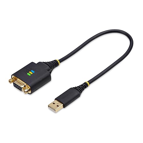 StarTech.com 1ft/30cm USB to Null Modem Serial Adapter Cable, COM Retention, FTDI, USB-A to RS232, Changeable DB9 Nuts/Screws