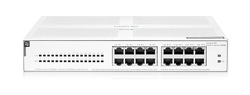 HPE Networking Instant On Switch Series 1430 16-Port Gb Unmanaged Layer 2 Ethernet Switch with PoE | 16x 1G | 16x CL4 PoE (124W) | Fan-Less | US Cord (R8R48A#ABA) 16G 124W