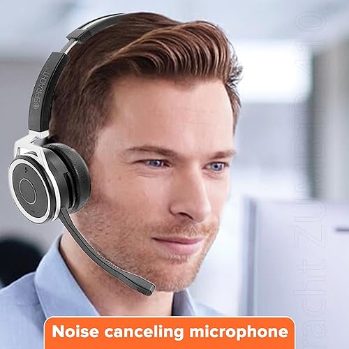 Spracht ZumBT-410 Prestige Bluetooth Headset with Noise-Canceling Microphone | Wireless Headset with Charging Base & USB Dongle for Computer | PC Headset for Working from Home/Office/Teams/Zoom
