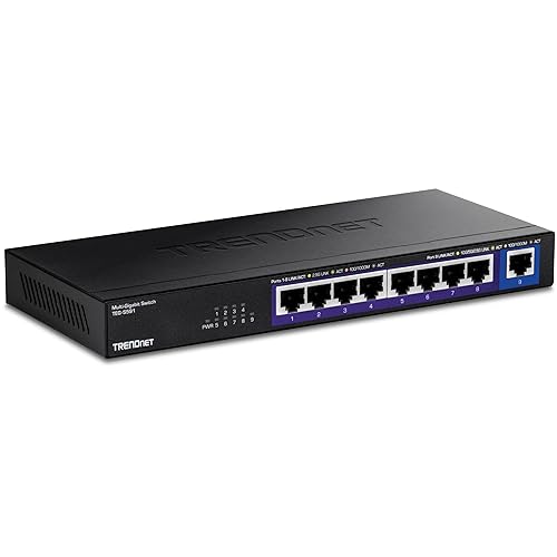 TRENDnet 9-Port Multi-Gig Switch, TEG-S591, 8 x 2.5G RJ-45 Ports, 1 x 10G RJ-45 Port, 60Gbps Switching Capacity, Lifetime Protection, Black