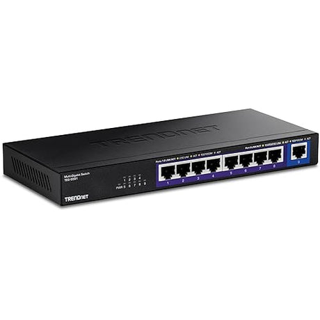 TRENDnet 9-Port Multi-Gig Switch, TEG-S591, 8 x 2.5G RJ-45 Ports, 1 x 10G RJ-45 Port, 60Gbps Switching Capacity, Lifetime Protection, Black