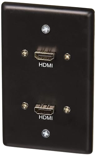 C2G 39879 Dual HDMI Pass Throuigh Single Gang Wall Plate, Black