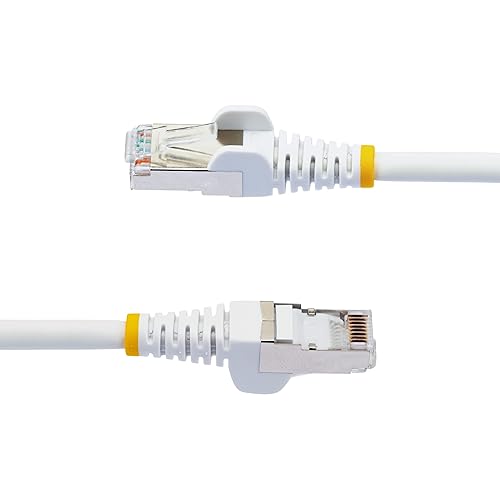 StarTech.com 6in CAT6a Ethernet Cable - Low Smoke Zero Halogen (LSZH) - 10 Gigabit 500MHz 100W PoE RJ45 S/FTP White Network Patch Cord Snagless w/Strain Relief (NLWH-6IN-CAT6A-PATCH)
