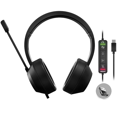 Adesso Xtream P7 Wired Stereo Headset with Copilot AI Shortcut 40mm Stereo Drivers Voice Dictation Mute Button Submit Button Comfortable Fit USB C and USB A for Windows and Mac OS