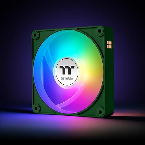 Thermaltake CT120 EX Reverse ARGB Sync PC Cooling Fan 3 Pack, 500~2000 RPM, 5V Mobo Sync, 16.8 Million Colors 9 LEDs, MagForce 2.0 Connectors, Hydraulic Bearing, Racing Green, CL-F226-PL12RG-A