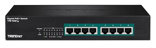 TRENDnet 8-Port Gigabit GREENnet PoE+ Switch, TPE-TG81g, 8 x Gigabit PoE+ Ports, Rack Mountable, Up to 30 W Per Port with 110 W Total Power Budget, Ethernet Network Switch, Metal, Lifetime Protection
