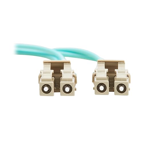 Eaton Tripp Lite Series Fiber Patch Cable, 1 Meter / 3.3 Feet, LC to LC Fiber Optic Cable, 10Gb OM3 Multimode Duplex, 50/125um, Aqua, TAA Compliant, Lifetime Manufacturer's Warranty (N820-01M-TAA)