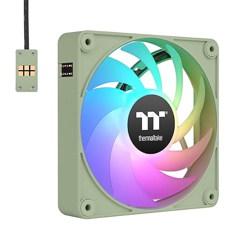 Thermaltake CT120 EX ARGB Sync PC Cooling Fan Matcha Green (3-Fan Pack), Magnetic Connection, 5V Motherboard Sync, 16.8 Million Colors 9 Addressable LEDs, 120 mm Case/Radiator Fan, CL-F196-PL12MG-A